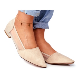 EVE Ballerines Femme Maille Daim Beige Fibe