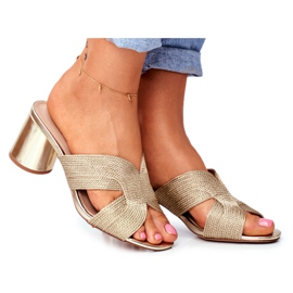 S.Barski Chaussons Femme Sur Talon Slip Or Invité doré