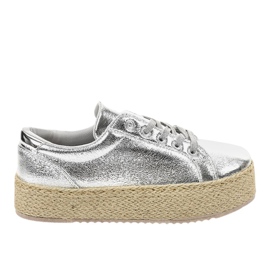 Espadrilles à lacets argentées 6220 gris