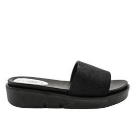 Chaussons brillants noirs E3969