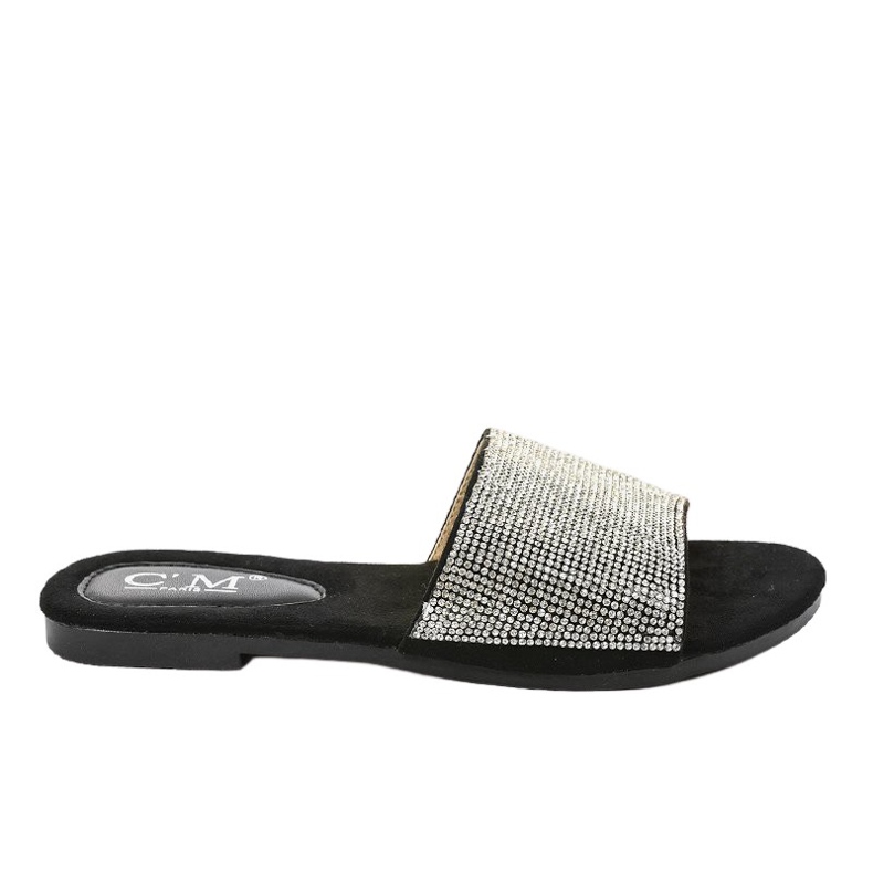 Chaussons noirs avec zircons cubiques 839-761 le noir gris Chaussons noirs avec zircons cubiques 839-761 le noir gris