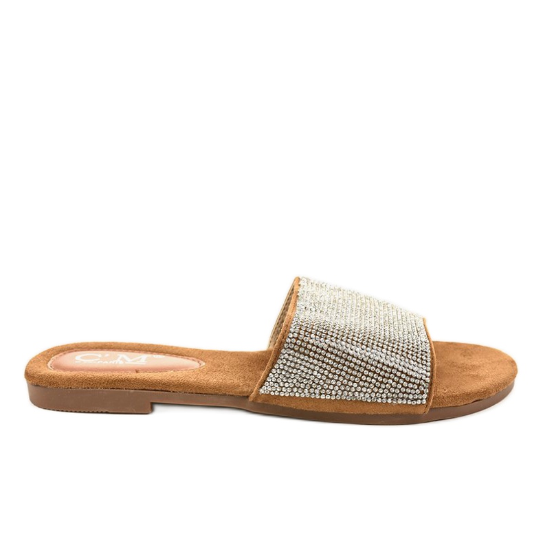 Chaussons marron avec zircones cubiques 839-761 brun argent Chaussons marron avec zircones cubiques 839-761 brun argent