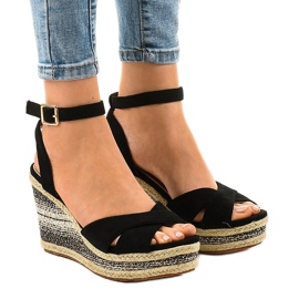 Espadrilles compensées noires 150-613