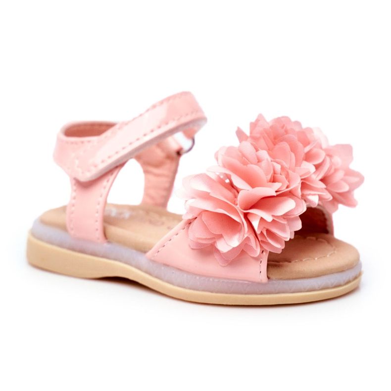 FRROCK Sandales Enfant Avec Velcro Rose Brillant Milena