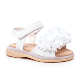 FRROCK Sandales Enfant Avec Velcro Blanc Brillant Milena