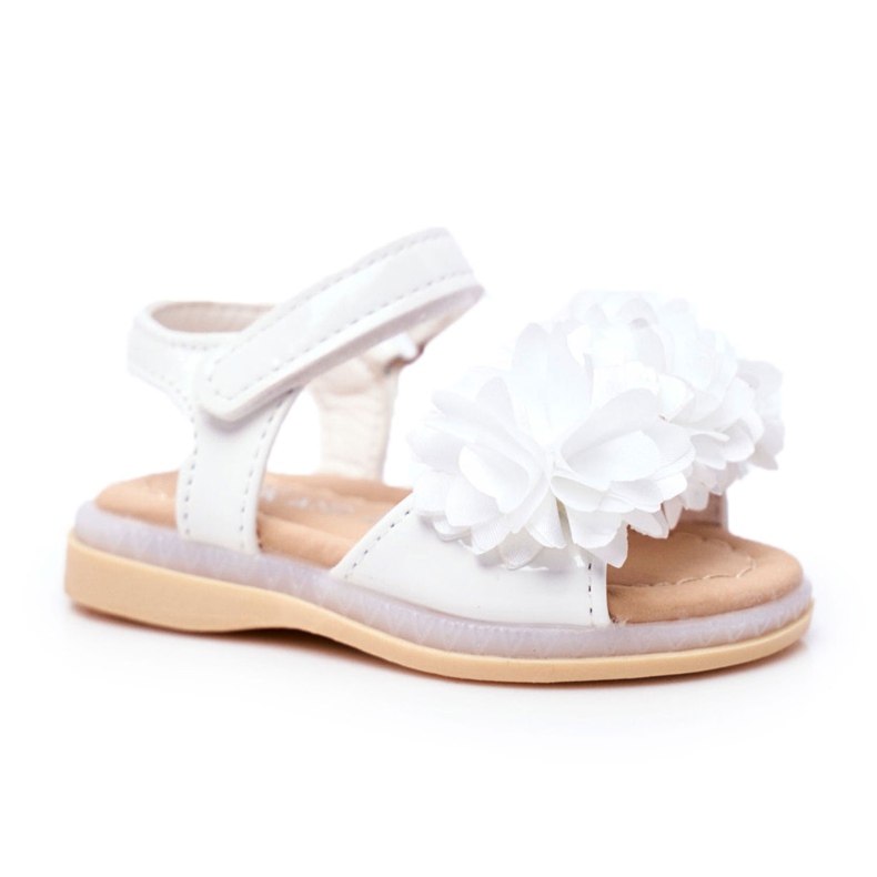 FRROCK Sandales Enfant Avec Velcro Blanc Brillant Milena blanche