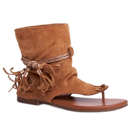 SEA Sandales Tongs Femme Camel SL1011 Madrit multicolore