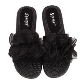 Pantoufles noires pour femmes noires YQ227 Noir