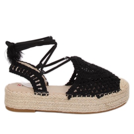 Espadrilles ajourées noires YQ233 Noir