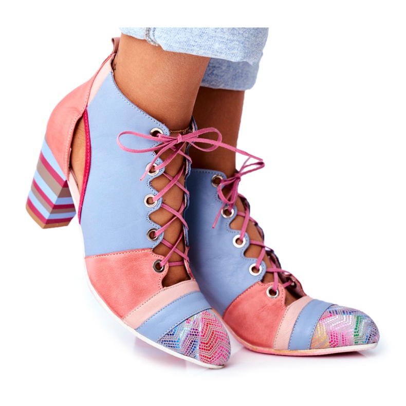 Bottes à Talons Femme Cuir Maciejka Printemps 03938-15 bleu rose Bottes à Talons Femme Cuir Maciejka Printemps 03938-15 bleu rose