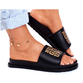 ADY Chaussons Femme Never Give Up2 Or Noir le noir