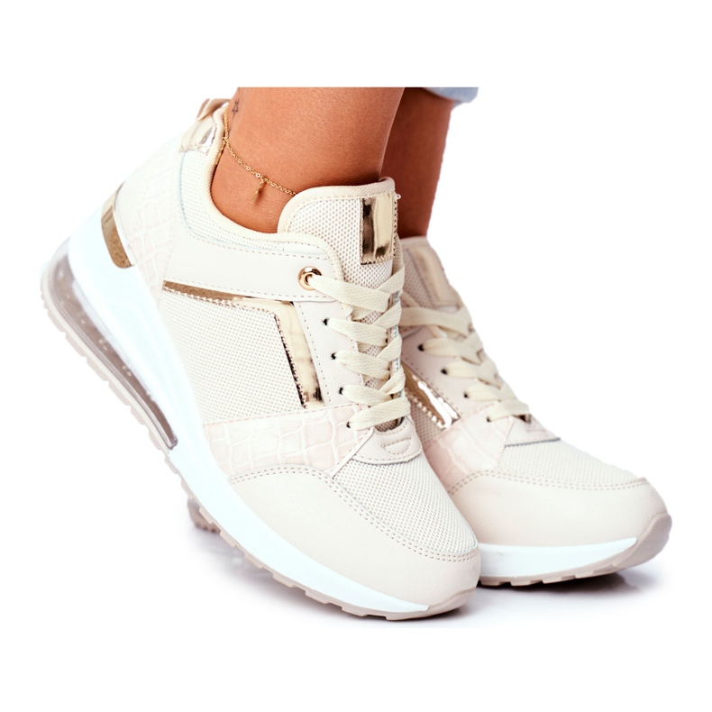 ADY Baskets Sport Femme Beige Sparks