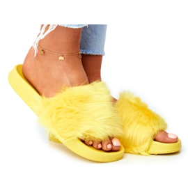 Chaussons Femme Avec Fourrure Fourrure Jaune
