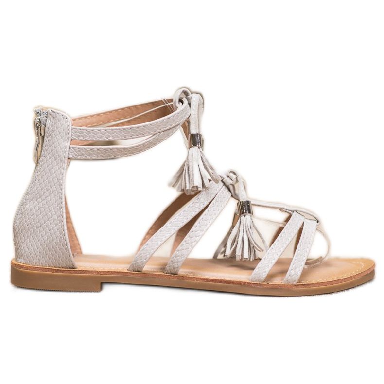 SHELOVET Sandales grises à franges