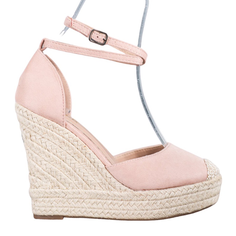 SHELOVET Espadrilles Hautes Sur Le Compensé rose SHELOVET Espadrilles Hautes Sur Le Compensé rose