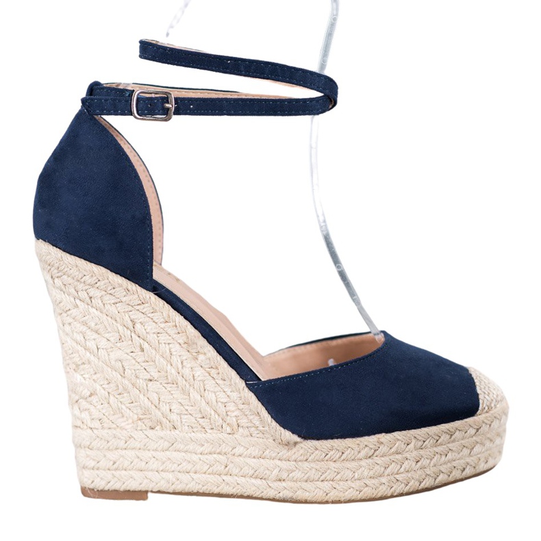 SHELOVET Espadrilles Hautes Sur Le Compensé bleu marin SHELOVET Espadrilles Hautes Sur Le Compensé bleu marin