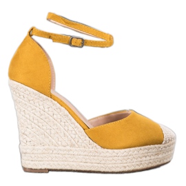 SHELOVET Espadrilles Hautes Sur Le Compensé jaune SHELOVET Espadrilles Hautes Sur Le Compensé jaune
