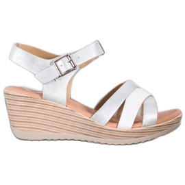 Sea Elves Sandales légères en cuir écologique blanche gris