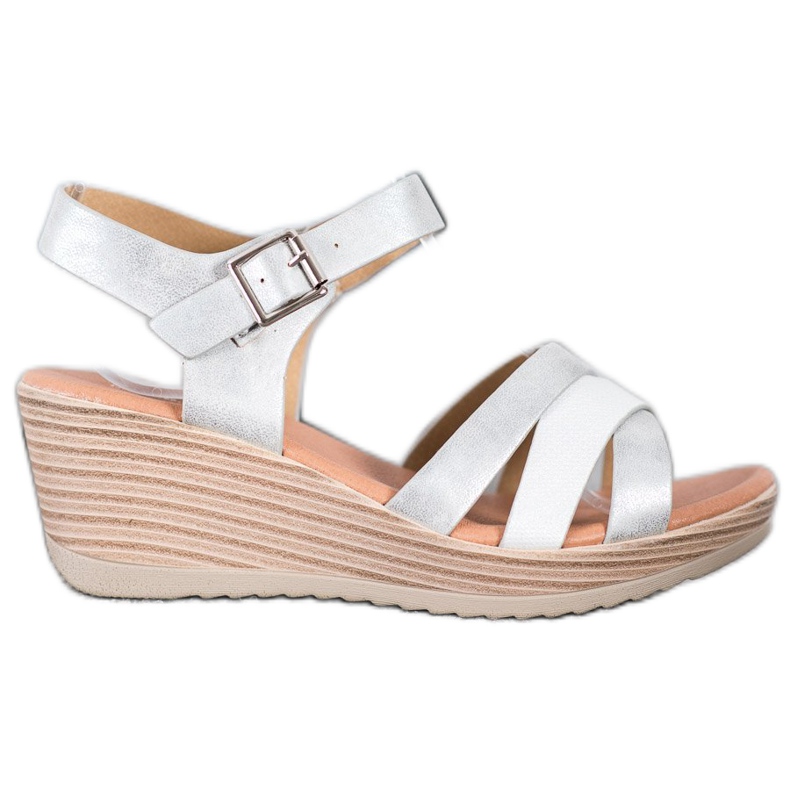 Sea Elves Sandales légères en cuir écologique blanche gris