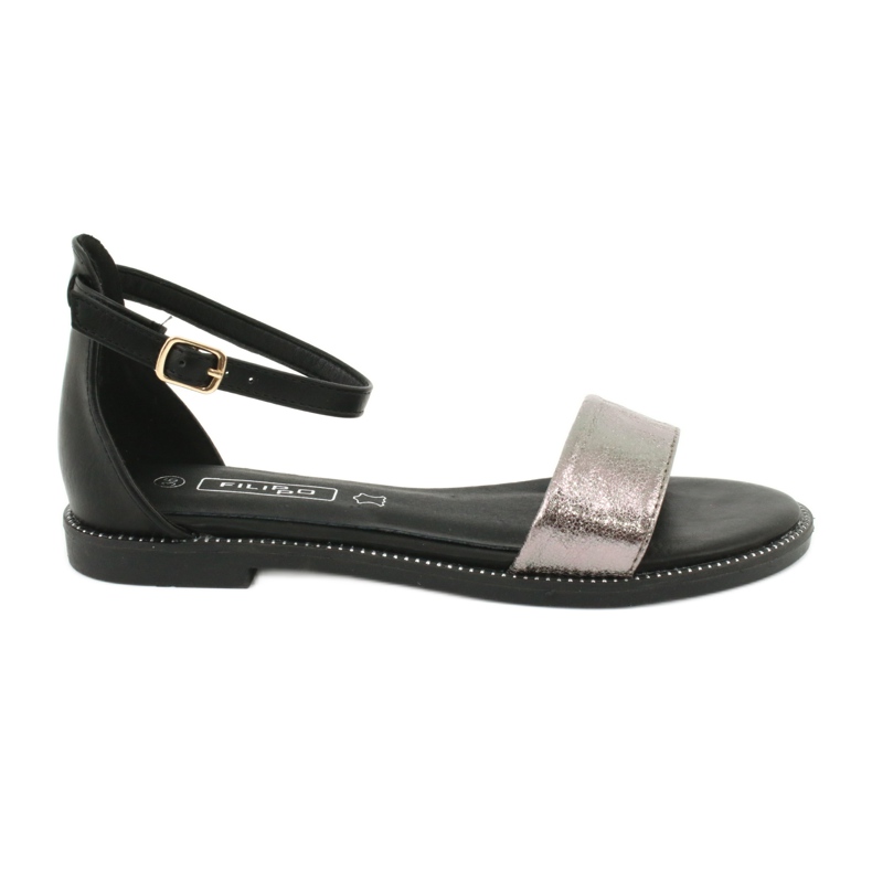 Sandales en cuir Filippo DS1285 / 20 BK SI le noir multicolore gris
