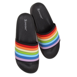 Chaussons arc-en-ciel noirs T325P Noir multicolore