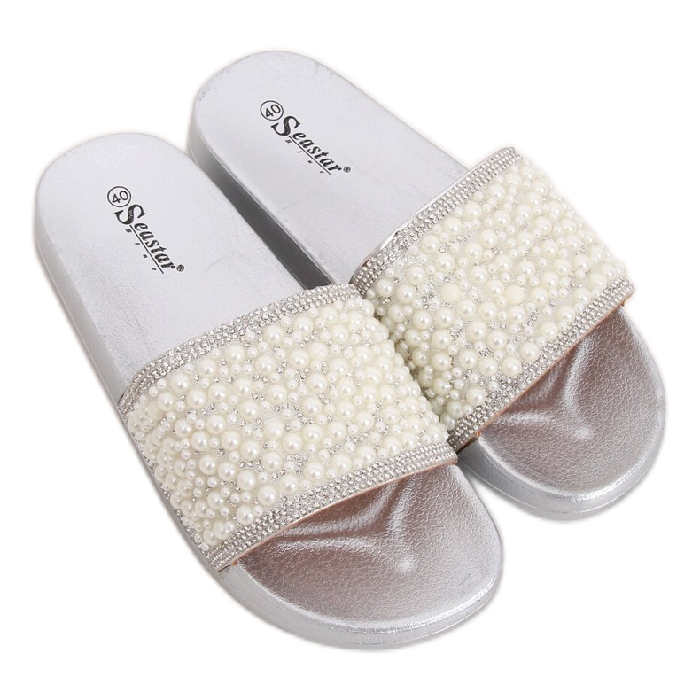 Chaussons en argent avec perles BG63 Silver gris Chaussons en argent avec perles BG63 Silver gris