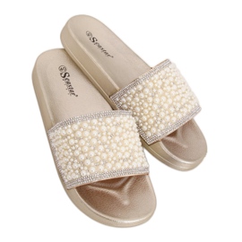 Chaussons dorés avec perles BG63 Gold