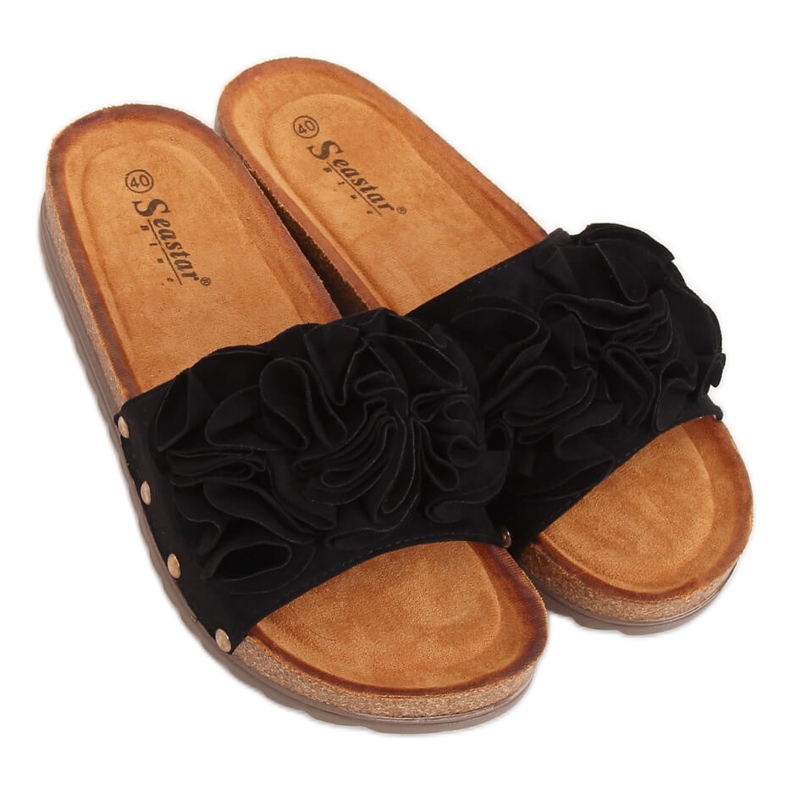 Chaussons noirs pour femmes F191 Noir le noir