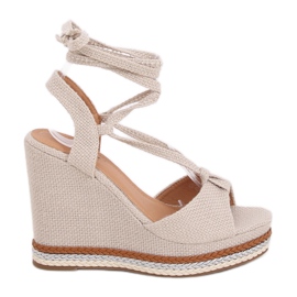 Beige GP07 Sandales compensées beiges