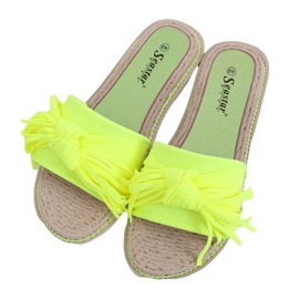 CK159 Chaussons femme jaune fluo
