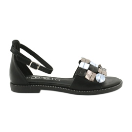 Sandales en cuir Filippo DS1286 / 20 MLT le noir gris jaune