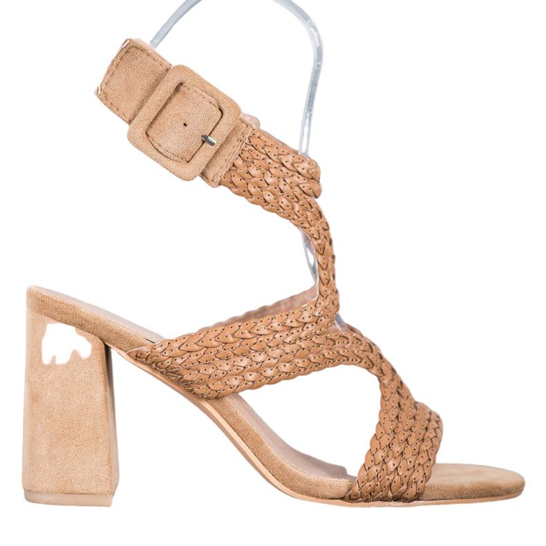 SHELOVET Sandales tressées sur un bar brun