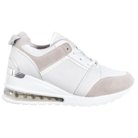 Weide Baskets compensées à la mode blanche gris