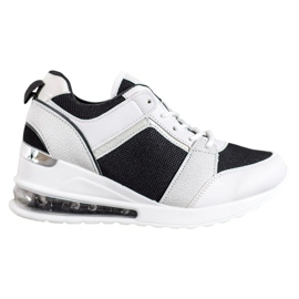 Weide Baskets compensées à la mode blanche le noir