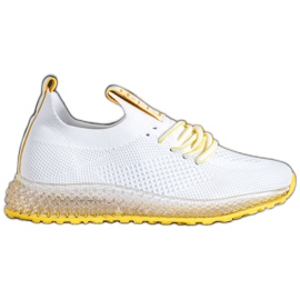 SHELOVET Baskets à semelle jaune blanc