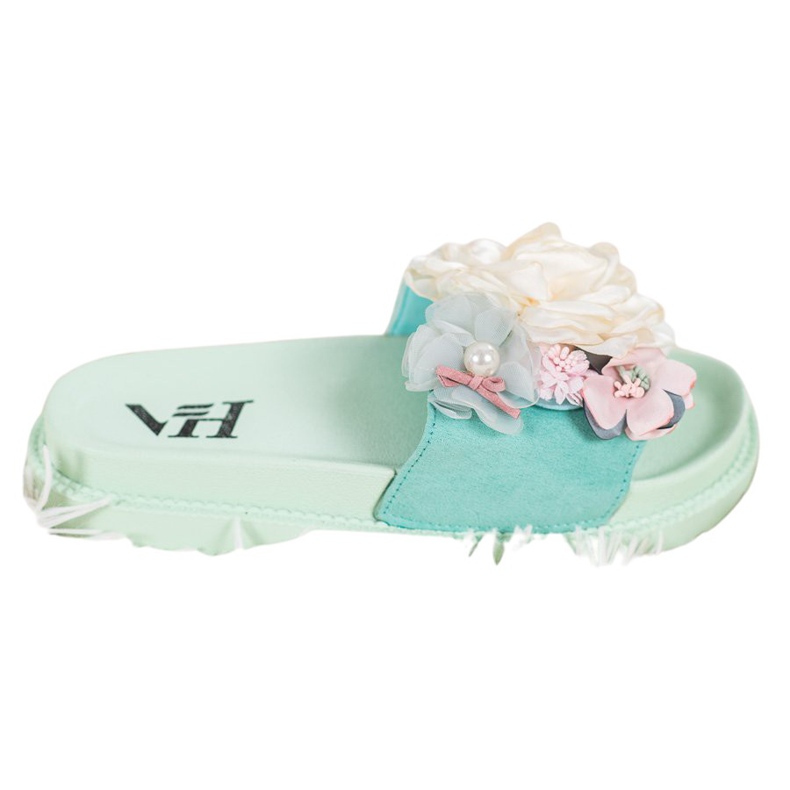 SHELOVET Pantoufles En Daim Avec Fleurs vert