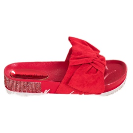 SHELOVET Pantoufles En Daim Avec Oxyde De Zirconium rouge