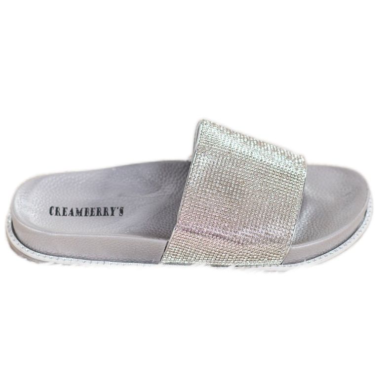 Creamberry'S Pantoufles En Argent Avec Cristaux gris Creamberry'S Pantoufles En Argent Avec Cristaux gris