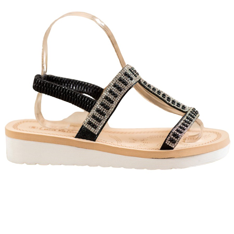 SHELOVET Sandales à enfiler avec perles le noir