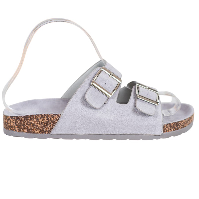 Queentina Pantoufles confortables avec boucle gris