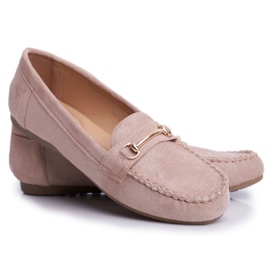 BUGO Mocassins Femme Daim Beige Plongée