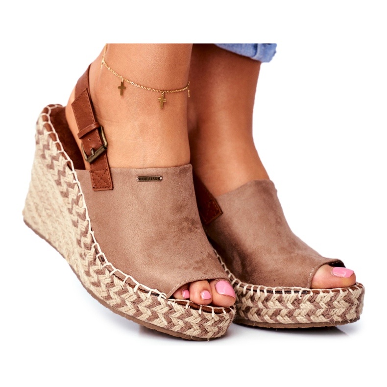 Sandales Femme Sur Compensée Big Star Beige FF274982