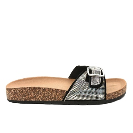 Chaussons noirs avec semelle en liège L-1032 le noir