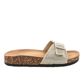 Chaussons L-1032 beiges avec semelle en liège
