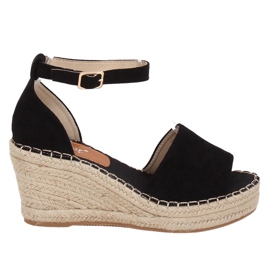 Espadrilles noires sur compensées, noir TU147 Noir le noir
