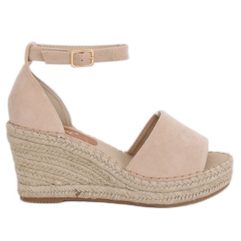 Espadrilles sur un coin beige TU147 Beige