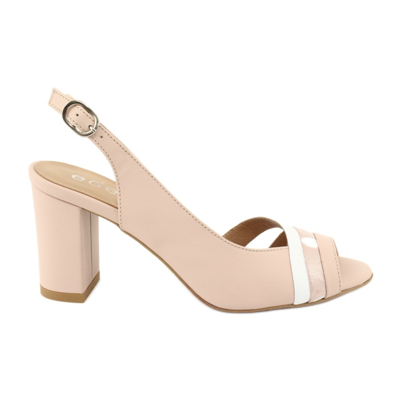 Edeo Sandales en cuir pour femmes avec roses / beige / blanc 3505