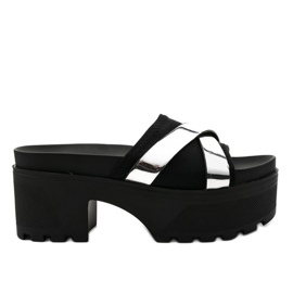 Pantoufles noires à talon CL-3A309-43