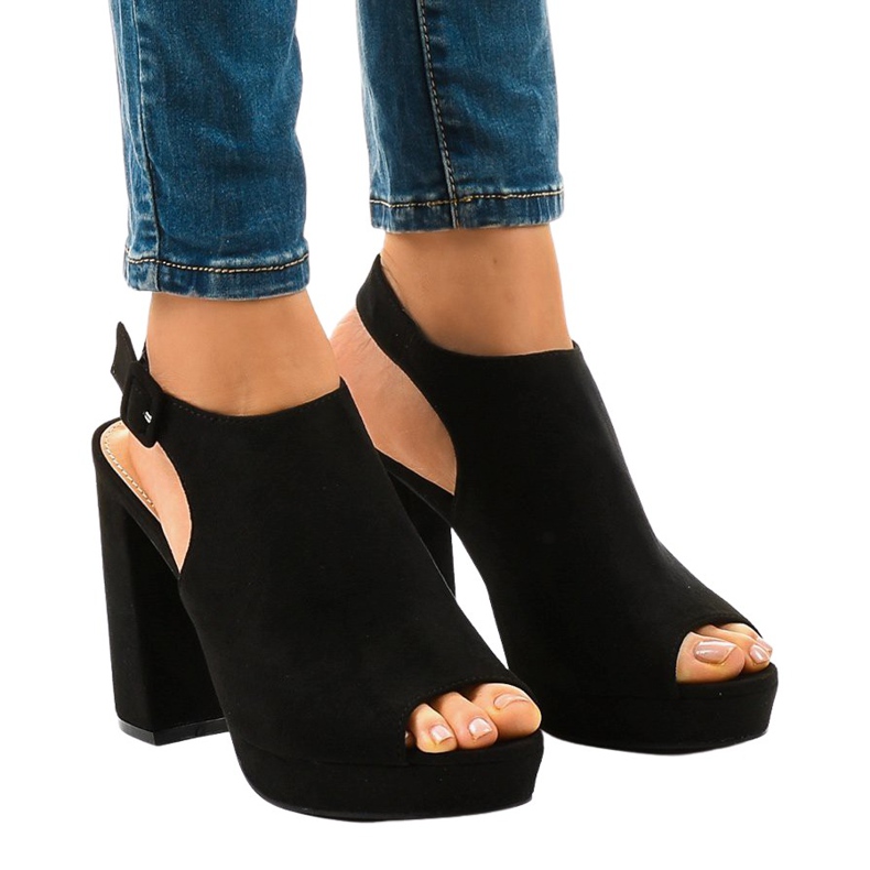 Bottines en daim noir sur le poteau 77-103 le noir