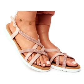 Sandales Femme Lu Boo Avec Cubic Zirconia 406-6 Or Rose Feen jaune
